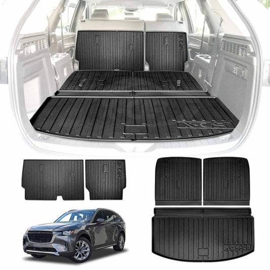 3D All Weather Boot Liner Back Seat Protector Combo for Mazda CX-90 CX90 2023-2025 Heavy Duty Car Kick Mats Cover Cargo Trunk Mat