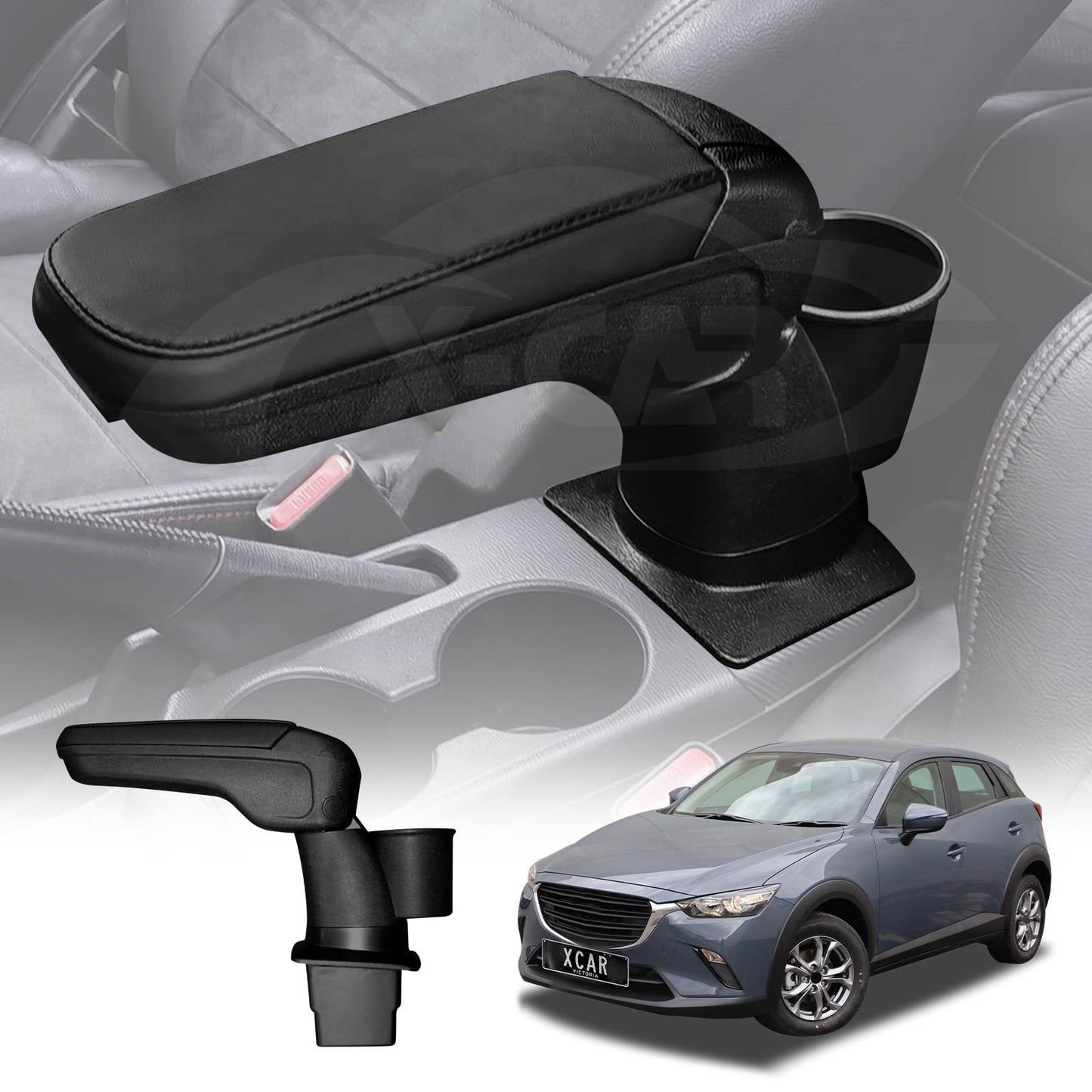 Central Armrest Storage Box with Cup Holder for Mazda CX-3 CX3 2015-Onwards Arm Rest Car Interior Accessories