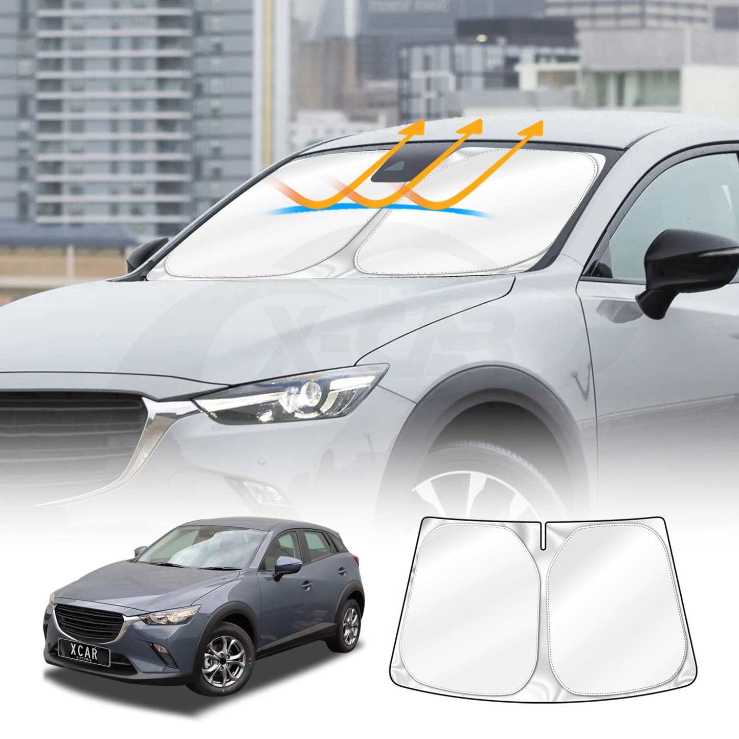 Windshield Sun Shade for Mazda CX-3 CX3 2015-2025 Blocks UV Rays Foldable Custom Wind Screen Sun Visor Protector