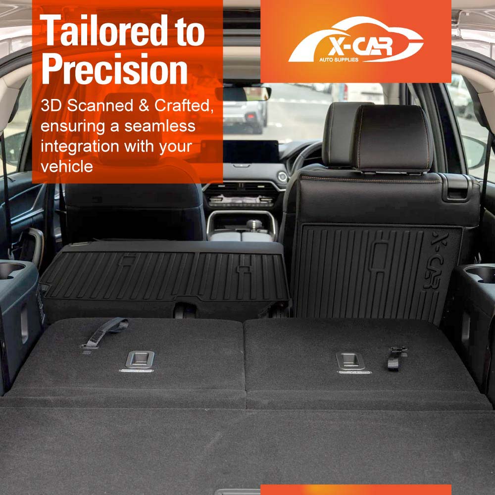 3D Floor Mats Boot Liner Set for Mazda CX-80 CX80 2024-Onwards All Weather Heavy Duty Cargo Kick Mats Back Seat Protector Cover