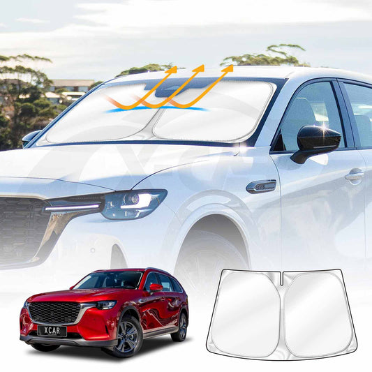 WindScreen Sun Shade for Mazda CX-80 CX80 2024-2025 Blocks UV Rays Foldable Custom Wind Screen Sun Visor Protector