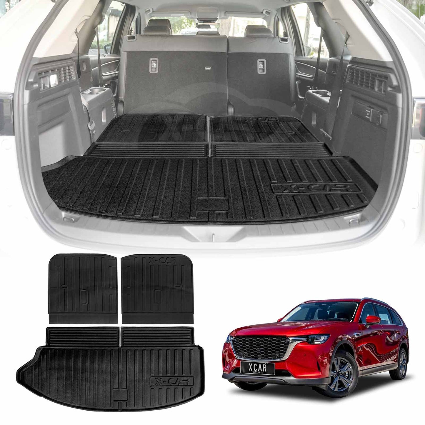 3 Pcs Boot Liners for Mazda CX-80 CX80 2024-Onwards All Weather Heavy Duty Cargo Trunk Cover Mat Luggage Tray Car Accessories