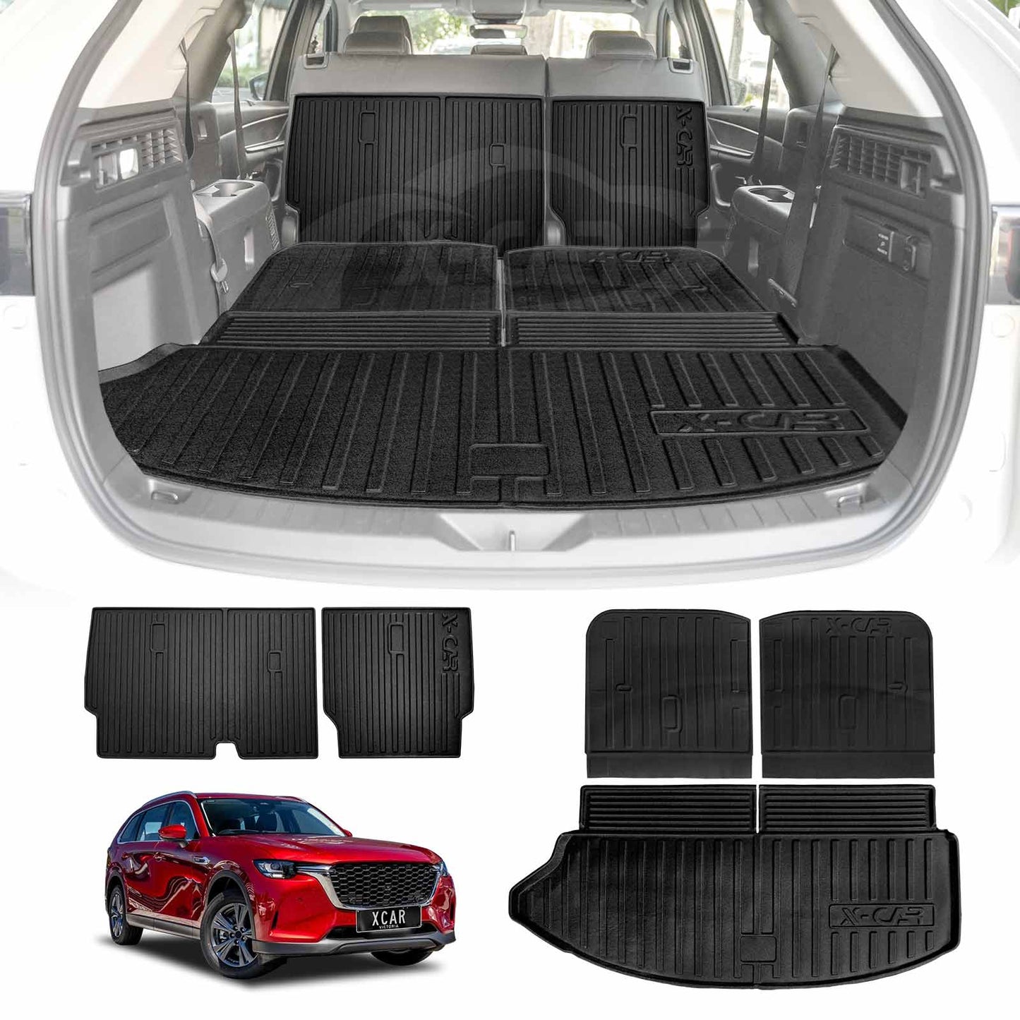 Boot Liner Back Seat Protector for Mazda CX-80 CX80 2024-Onwards All Weather Heavy Duty Cargo Car Trunk Kick Mats