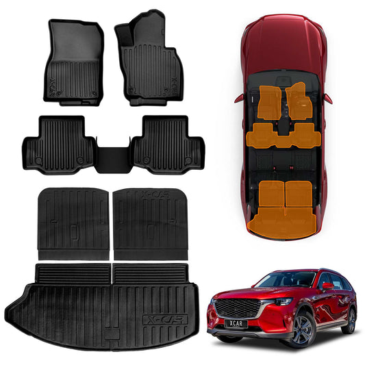 Front Rear Floor Mats Boot Liner for Mazda CX-80 CX80 2024-Onwards All Weather Heavy Duty Cargo Car Trunk Luggage Tray