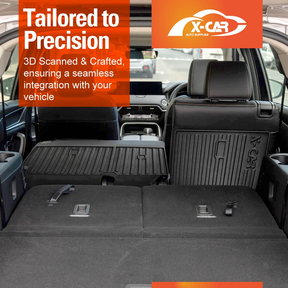 Floor Mats Boot Liner Set for Mazda CX-90 CX90 2023-Onwards All Weather Heavy Duty Cargo Kick Mats Back Seat Protector Cover