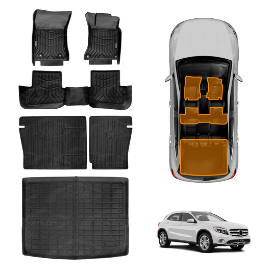 Floor Mats Boot Liner Set for Mercedes Benz GLA Class 2014-2019 All Weather Heavy Duty Cargo Kick Back Seat Cover Car Trunk Accessories