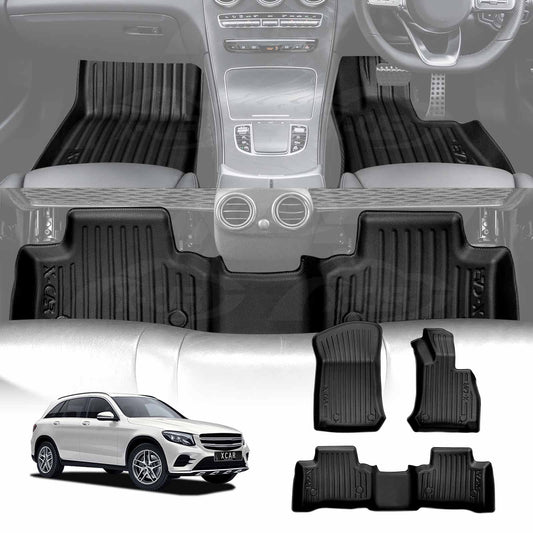 3D Floor Mats for Mercedes-Benz GLC Class 2015-2022 Heavy Duty All Weather Car Carpet Liner Set Accessories