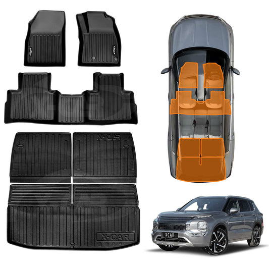 Floor Mats Boot Liner for Mitsubishi Outlander Petrol ZM 7 Seater 2021-2025 Heavy Duty Customized Car Floor Liners Full Set Carpet