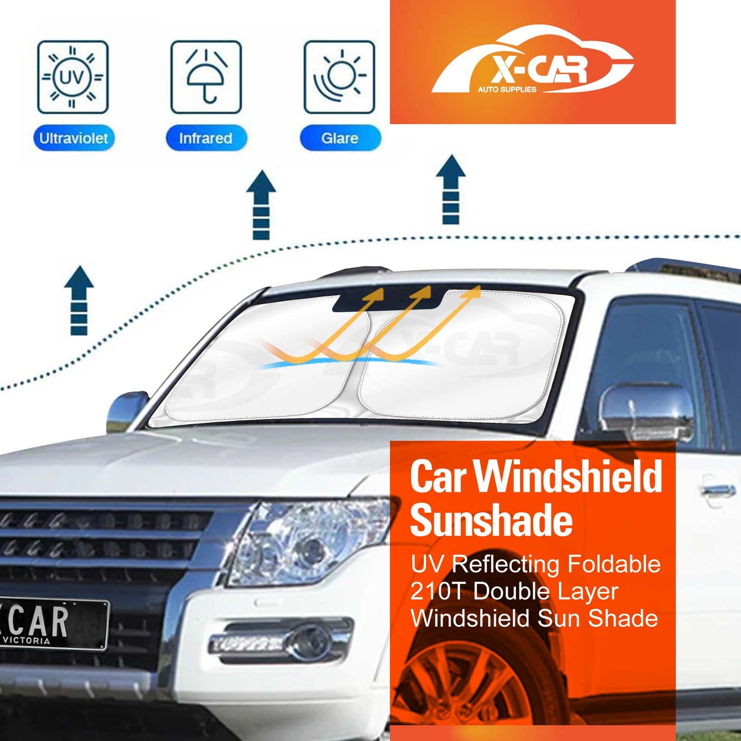 WindScreen Sun Shade for Mitsubishi Pajero 2006-2022 Blocks UV Rays Sun Visor Protector Foldable Sunshade