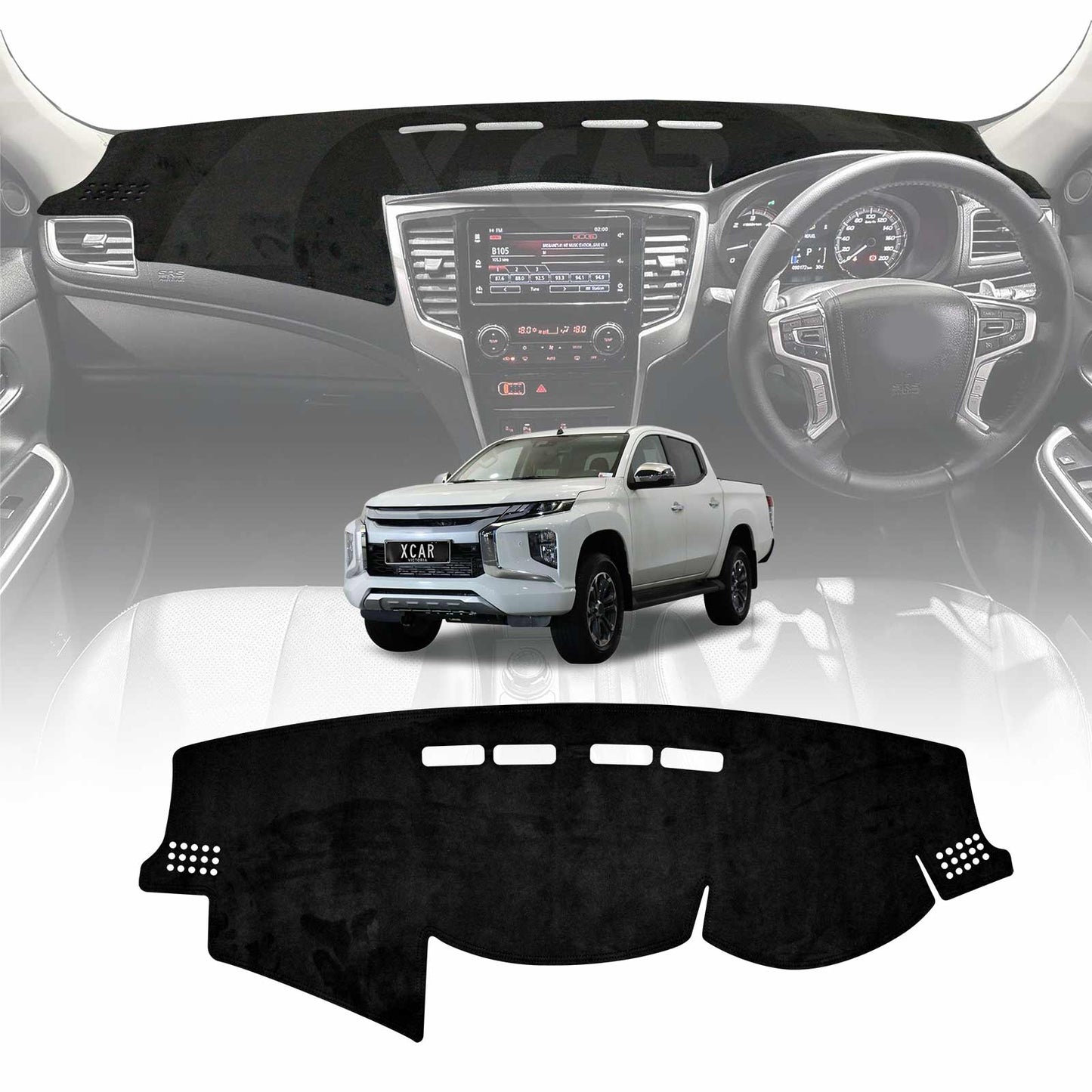 Dash Mat for Mitsubishi Triton MQ MR Dual Cab 2015-2024 Non-Slip Microfiber Pad Cover Interior Accessories