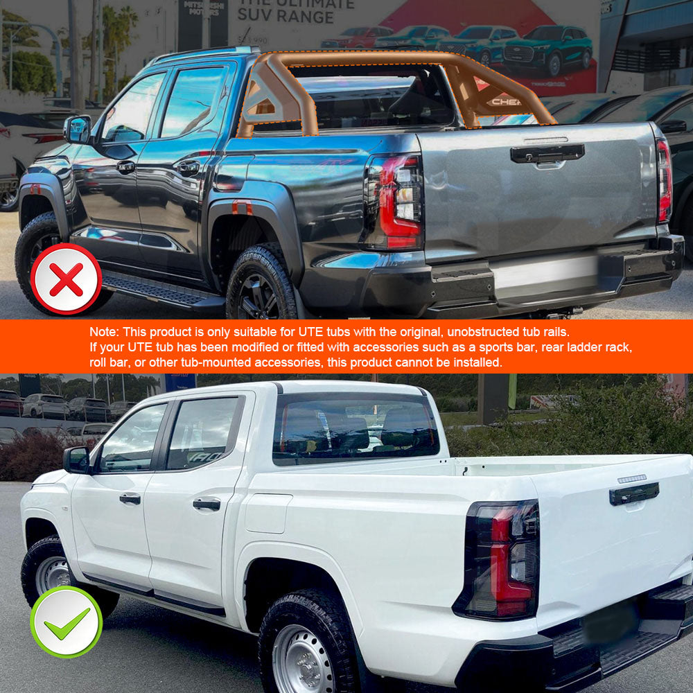 Soft Tonneau Cover for Mitsubishi Triton MV Double Cab 2024-Onwards Heavy Duty Tri-Fold Ute Tub Truck Cargo Bed Cover