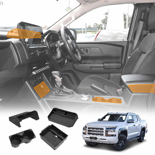 Centre Console Organizer Set for Mitsubishi Triton MV Double Cab 2024-Onwards Armrest Tray Storage Box Cup Holder Car Interior Accessories