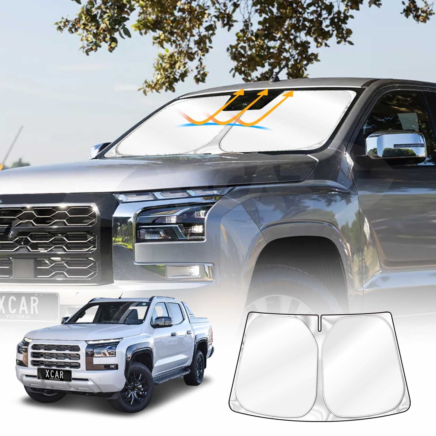 Windshield Sun Shade for Mitsubishi All-New Triton Double Cab 2024-2025 Blocks UV Rays Foldable Custom Wind Screen Sun Visor Protector