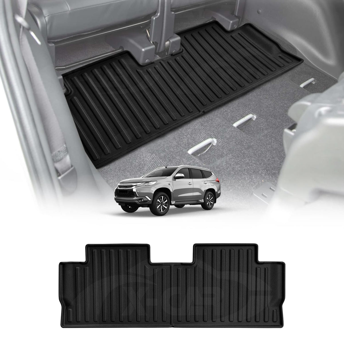 Third Row Seat Floor Mat for Mitsubishi Pajero Sport 7 Seater 2015-2025 Heavy Duty All Weather Car Waterproof Interior Protection Liner