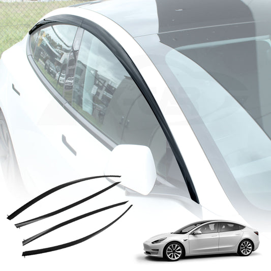 Weathershields for Tesla Model 3 2017-2022 Car Weather Shields Wind Deflectors Window Sun Visor 4-Piece Set