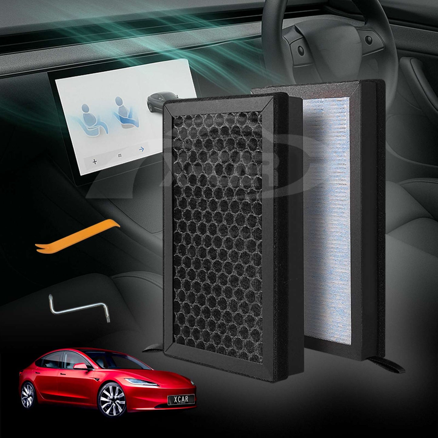 Cabin Air Filter HEPA  Activated Carbon Charcoal For Tesla Model 3 Highland 2023-Onwards Air Intake Filter Accessories Replacement 2 Pack