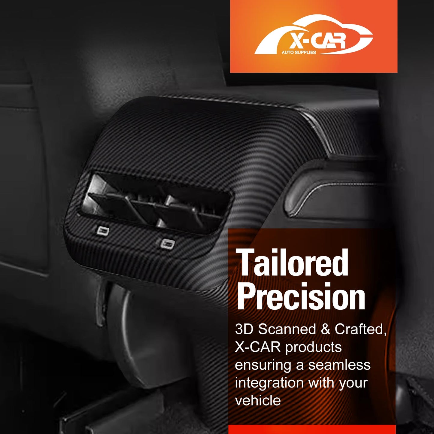 Tesla Model 3 2017-2023 and Model Y 2021-2025 Armrest Pad Rear Air Condition Vent Covers Matte Carbon Fiber Style Interior Protection Accessories