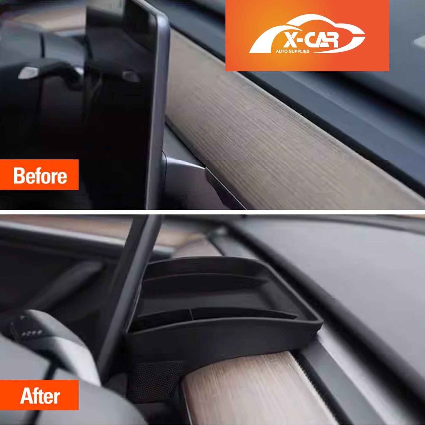 Tesla Model 3 2017-2023 and Model Y 2021-2025 Center Screen Console Dash Tray Organizer Hidden Storage Car Tissue Sunglasses Holder