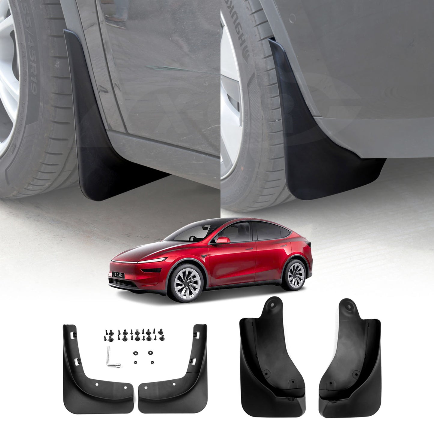 Mud Flaps Splash Guards for Tesla Model Y Juniper 2025-Onwards Medium Edge PP Version Mudguard Fender Front and Rear Set of 4