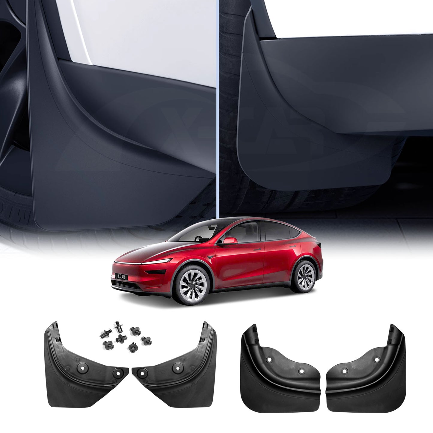 Mud Flaps Splash Guards for Tesla Model Y Juniper 2025-Onwards Long Edge Mudguard Fender Front and Rear Set of 4