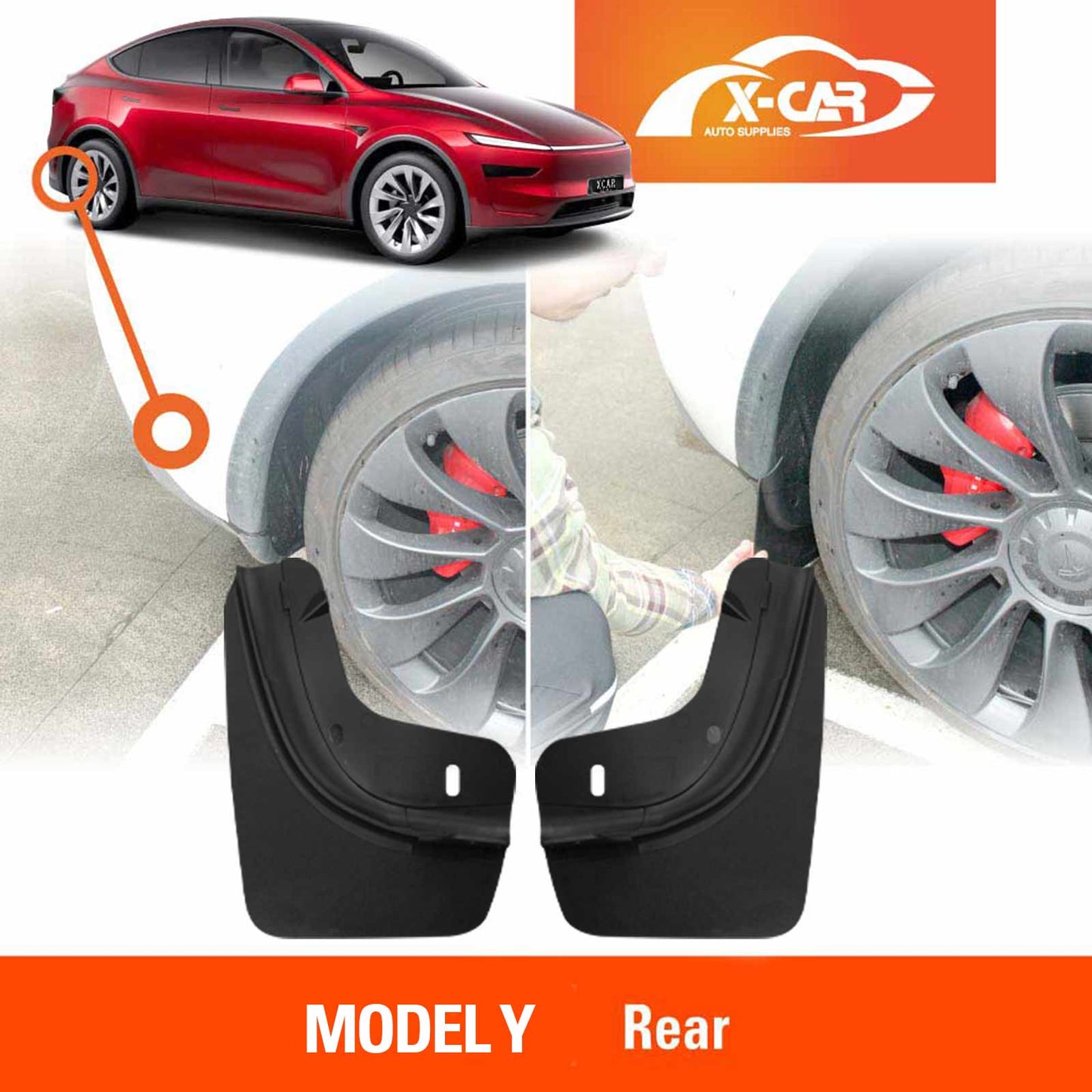Mud Flaps Splash Guards for Tesla Model Y Juniper 2025-Onwards Long Edge Mudguard Fender Front and Rear Set of 4