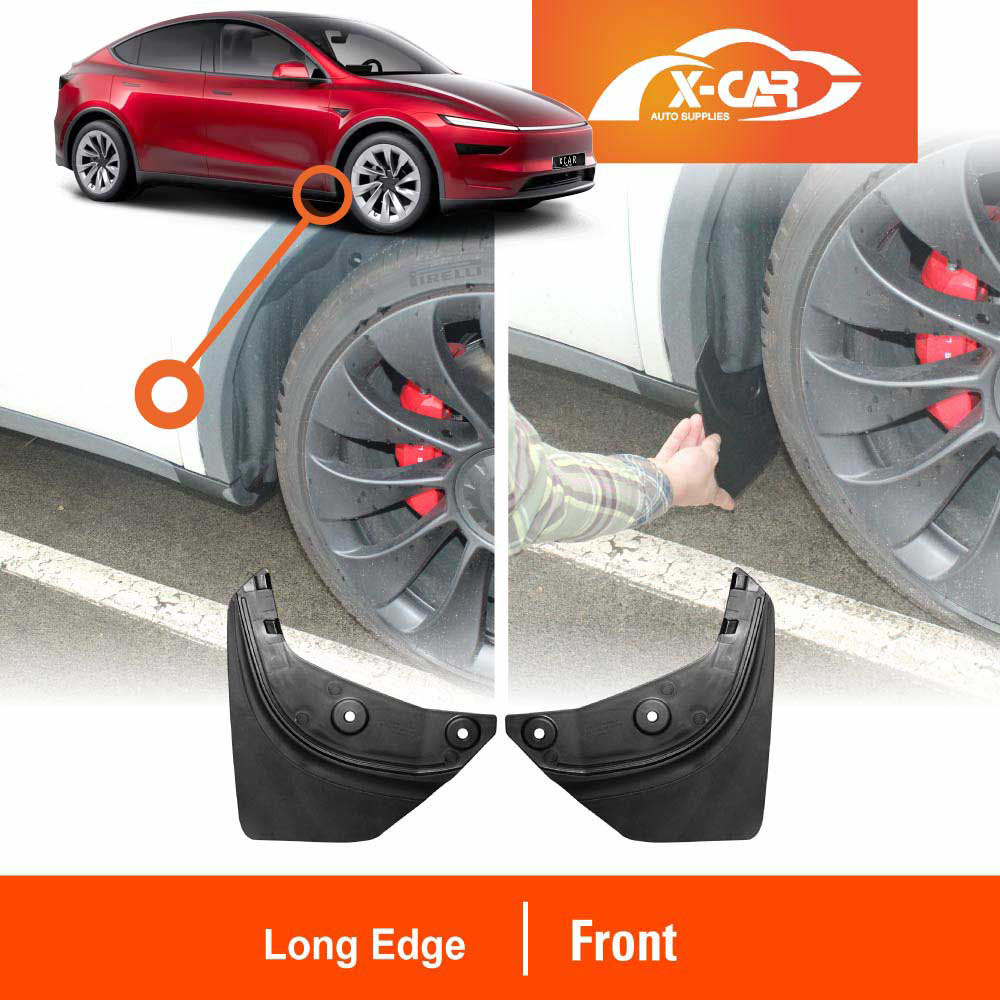 Mud Flaps Splash Guards for Tesla Model Y Juniper 2025-Onwards Long Edge Mudguard Fender Front and Rear Set of 4