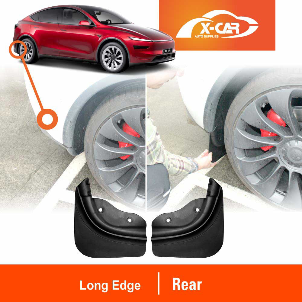Mud Flaps Splash Guards for Tesla Model Y Juniper 2025-Onwards Long Edge Mudguard Fender Front and Rear Set of 4