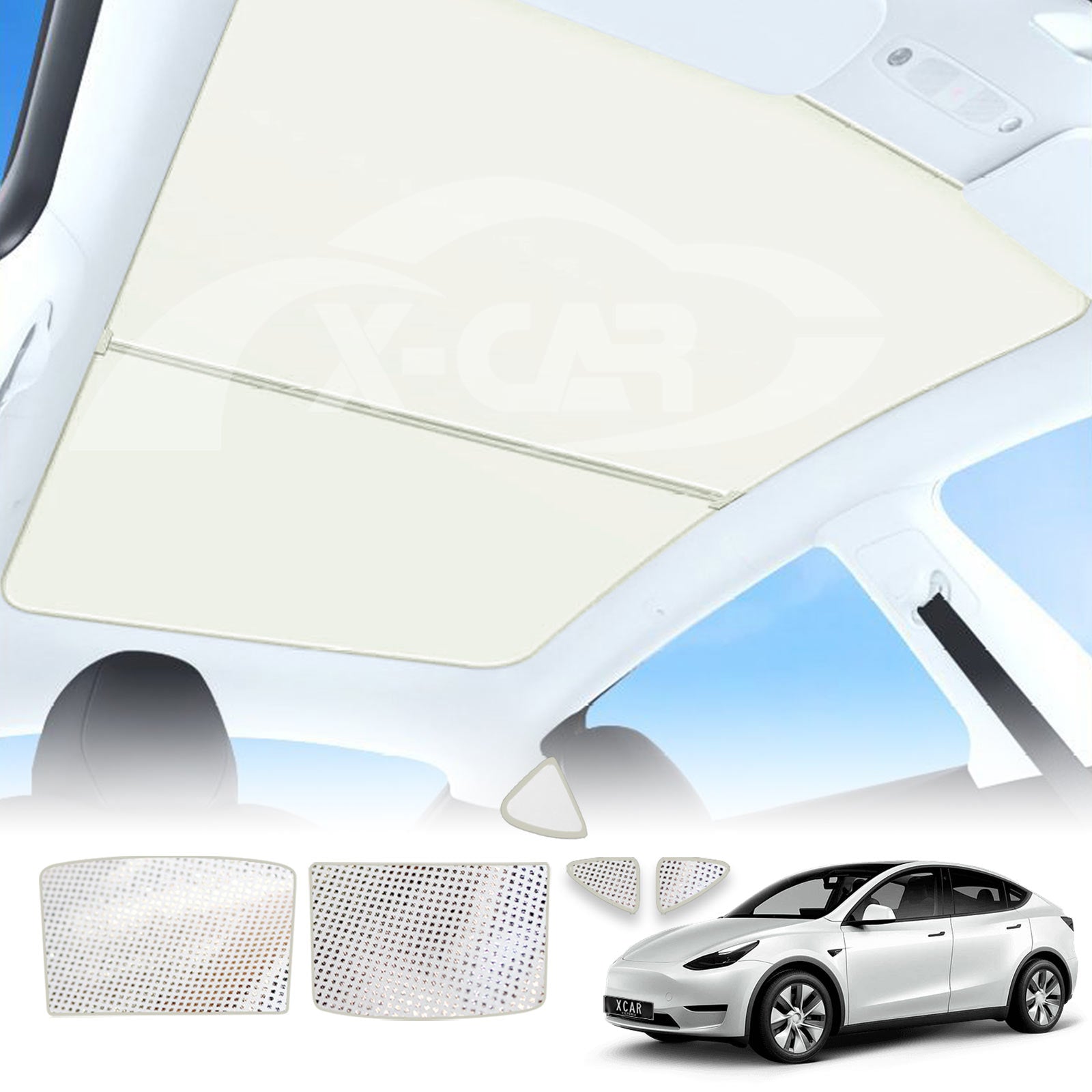 Sunro Collection Tesla Model Y 2022-2025 2in1 Glass Roof Sun Shades UV protection Sunro ...