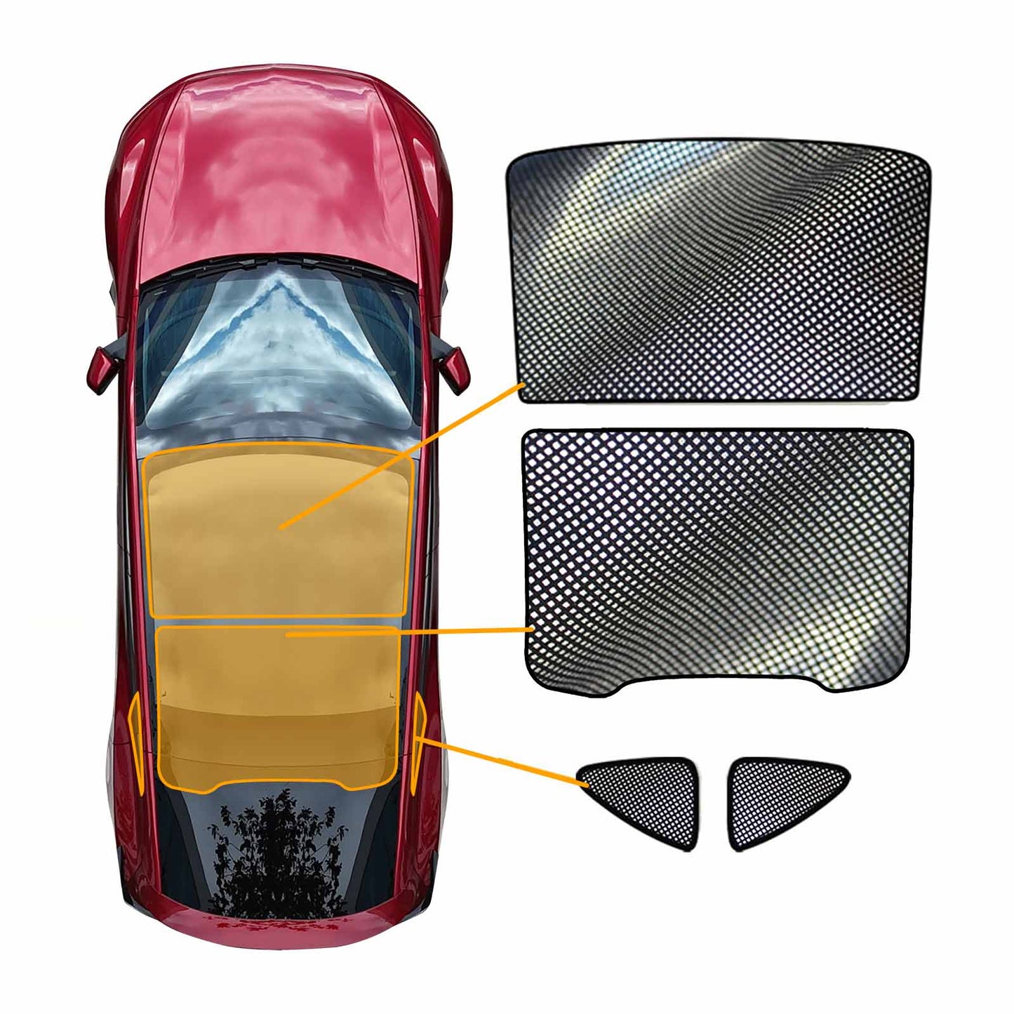 Glass Roof Sunroof Mesh for Tesla Model Y Juniper 2025-Onwards Sun Blind Shade Sunshade with UV Heat Insulation Film (Black)