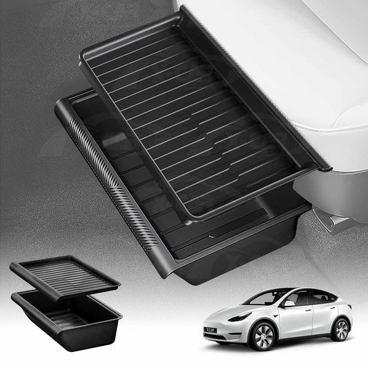 Car Under Seat Storage Box for Tesla Model Y 2022-2025 Front Seats Organizer Tray Flocking