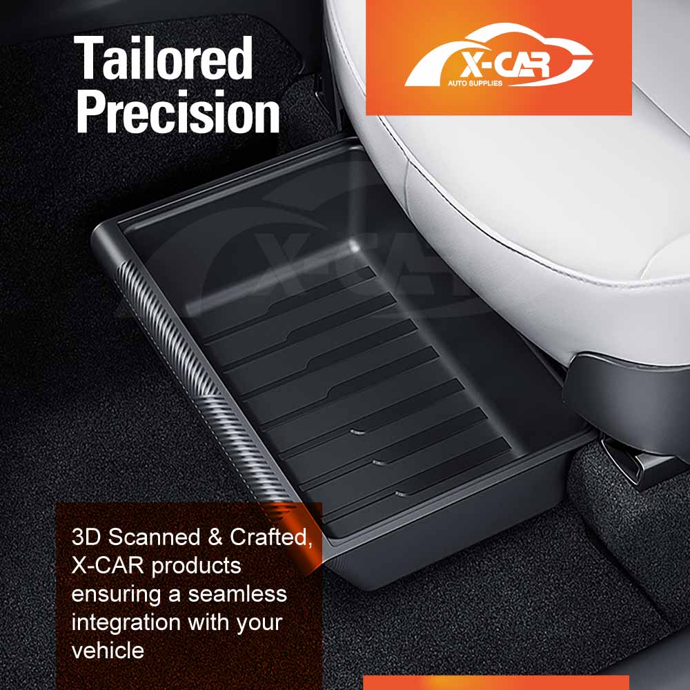 Car Under Seat Storage Box for Tesla Model Y 2022-2025 Front Seats Organizer Tray Flocking