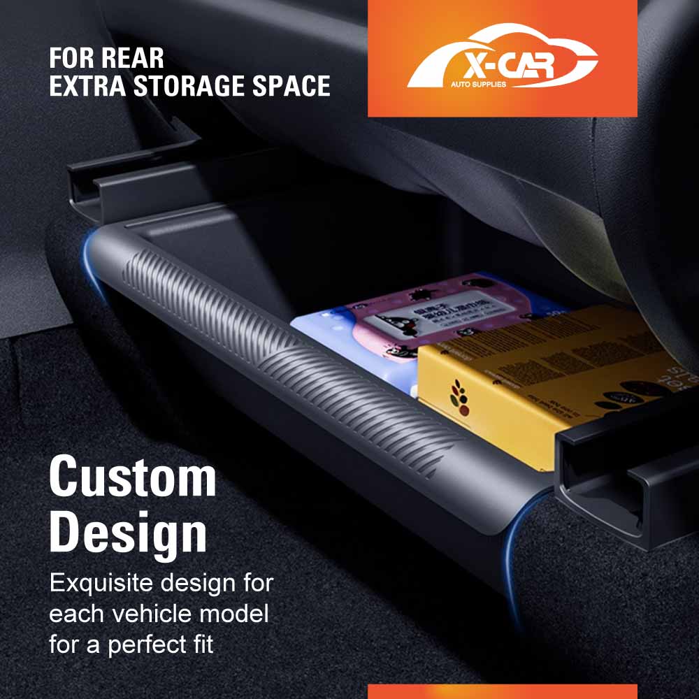 Car Under Seat Storage Box for Tesla Model Y 2022-2025 Front Seats Organizer Tray Flocking