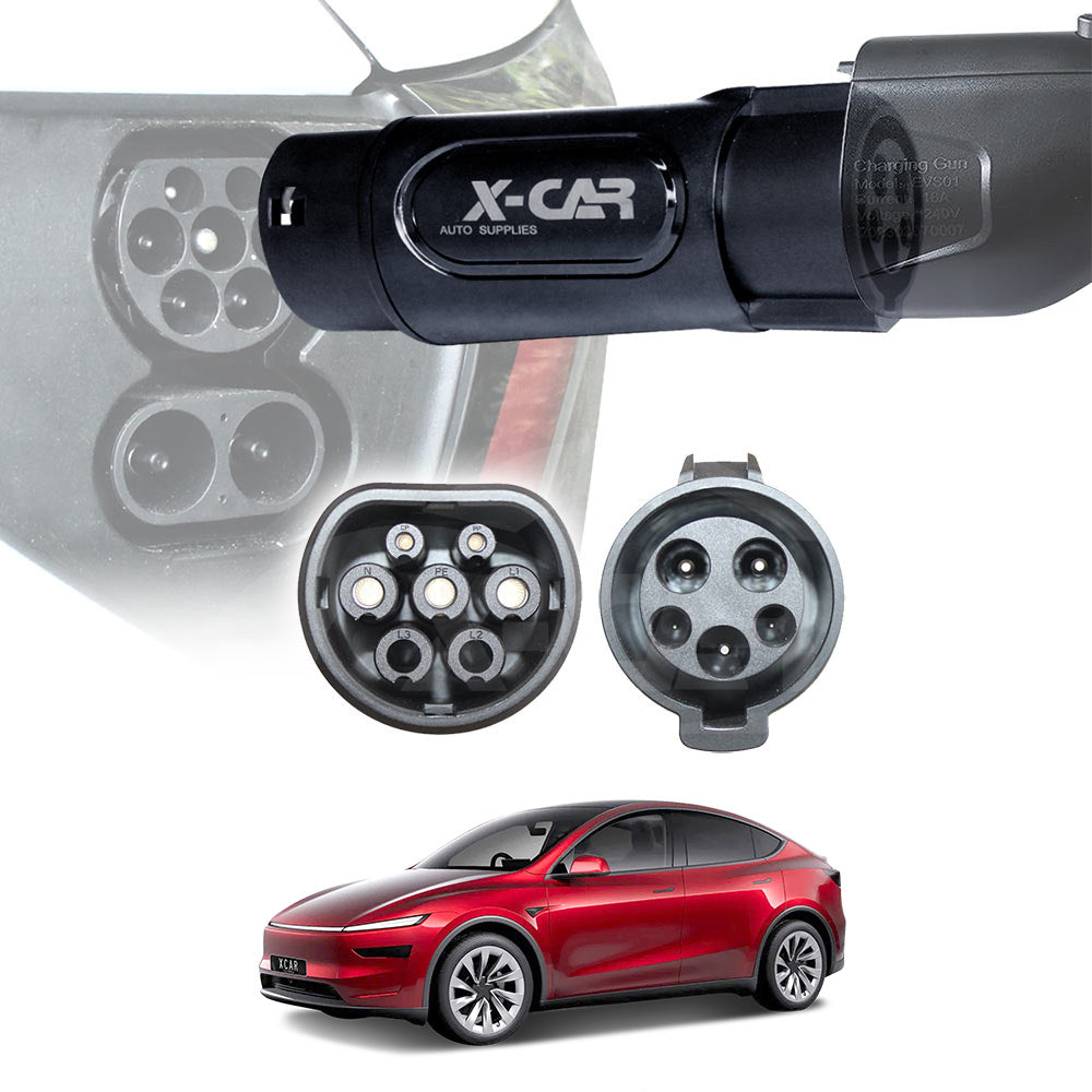 Tesla Model Y L 6-Seat 2026-Onwards Charging Adapter Type 1 to Type 2 Connector SAE J-1772 to IEC62196 32A 250V AC IP54