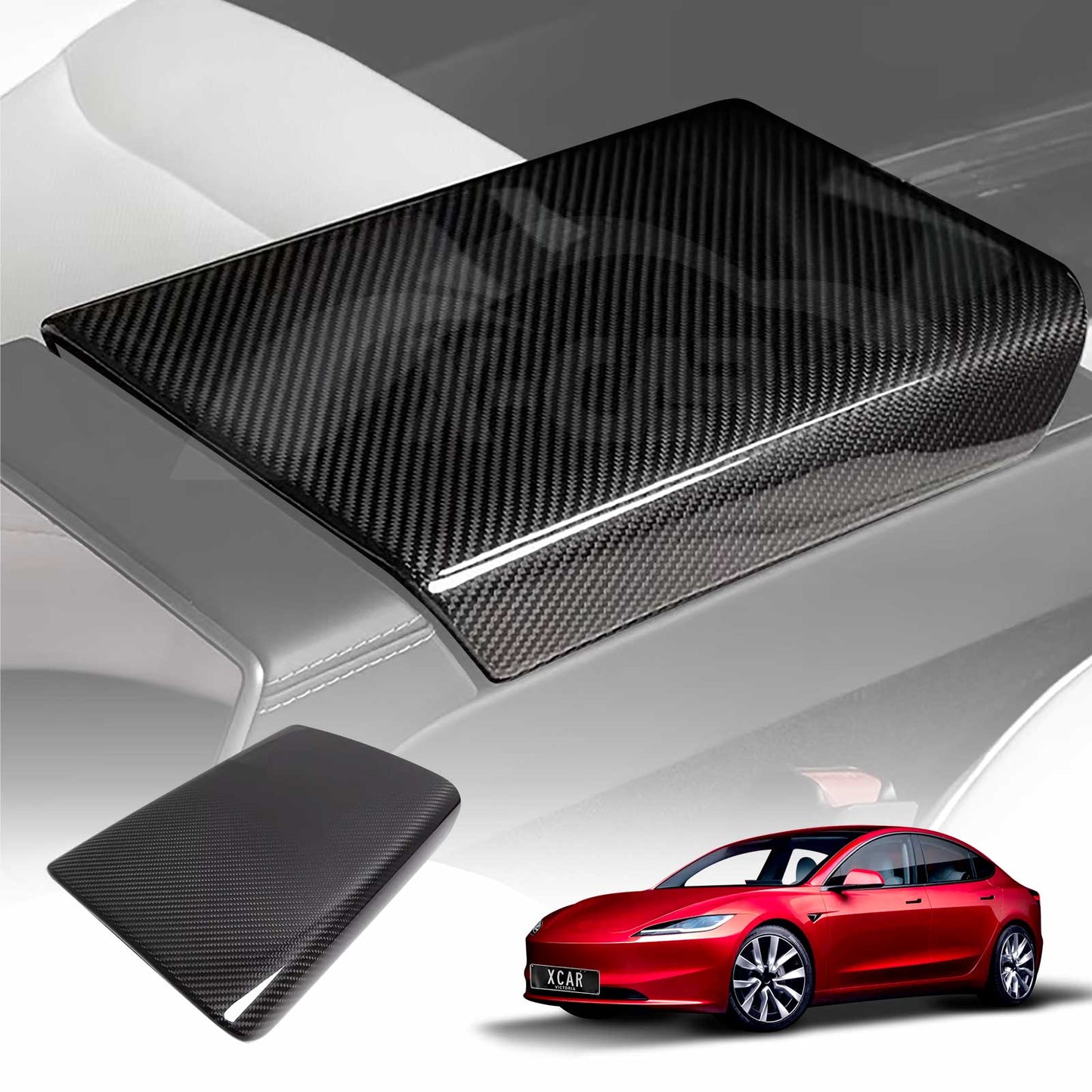 Center Console Armrest Pad Cover for Tesla Model 3 Highland 2023-Onwards Carbon Fiber Style Interior Decoration Protector Accessories