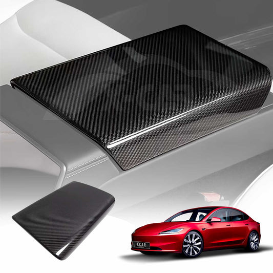 Center Console Armrest Pad Cover for Tesla Model 3 Highland 2023-Onwards Carbon Fiber Style Interior Decoration Protector Accessories