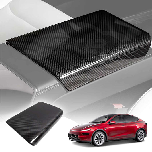 Center Console Armrest Pad Cover for Tesla Model Y Juniper 2025-Onwards Carbon Fiber Style Interior Decoration Protector Accessories