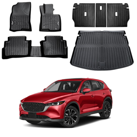 Floor Mats Boot Liner Set for Mazda CX5 CX-5 2022-2025 All Weather Heavy Duty Cargo Kick Mats Back Seat Protector Cover