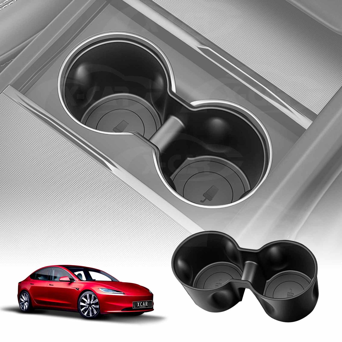 Cup Holder Insert for Tesla Model 3 Highland 2023-Onwards Centre Console Rubber Interior Accessories