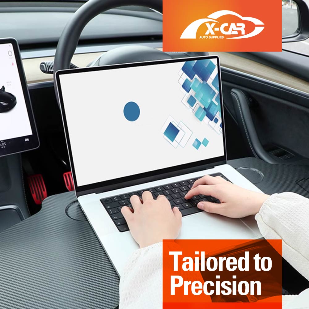Foldable Table Tray for Tesla Model Y Juniper 2025-Onwards Carbon Fibre Style Workstation Desk Interior Accessories