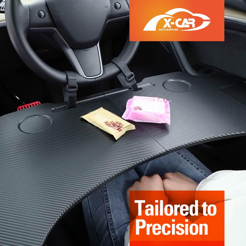 Foldable Table Tray for Tesla Model Y Juniper 2025-Onwards Carbon Fibre Style Workstation Desk Interior Accessories