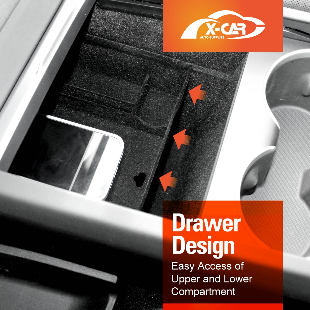 Centre Console Front Organizer Tray for Tesla Model Y Juniper 2025-Onwards with Flocking liner