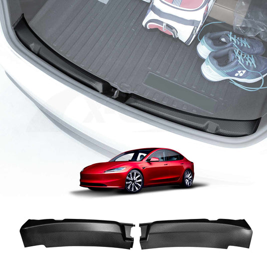 Rear Bumper Guard Trunk Protector Cover for Tesla Model 3 Highland 2023-2025 Carbon Fiber Style Protection Accessories