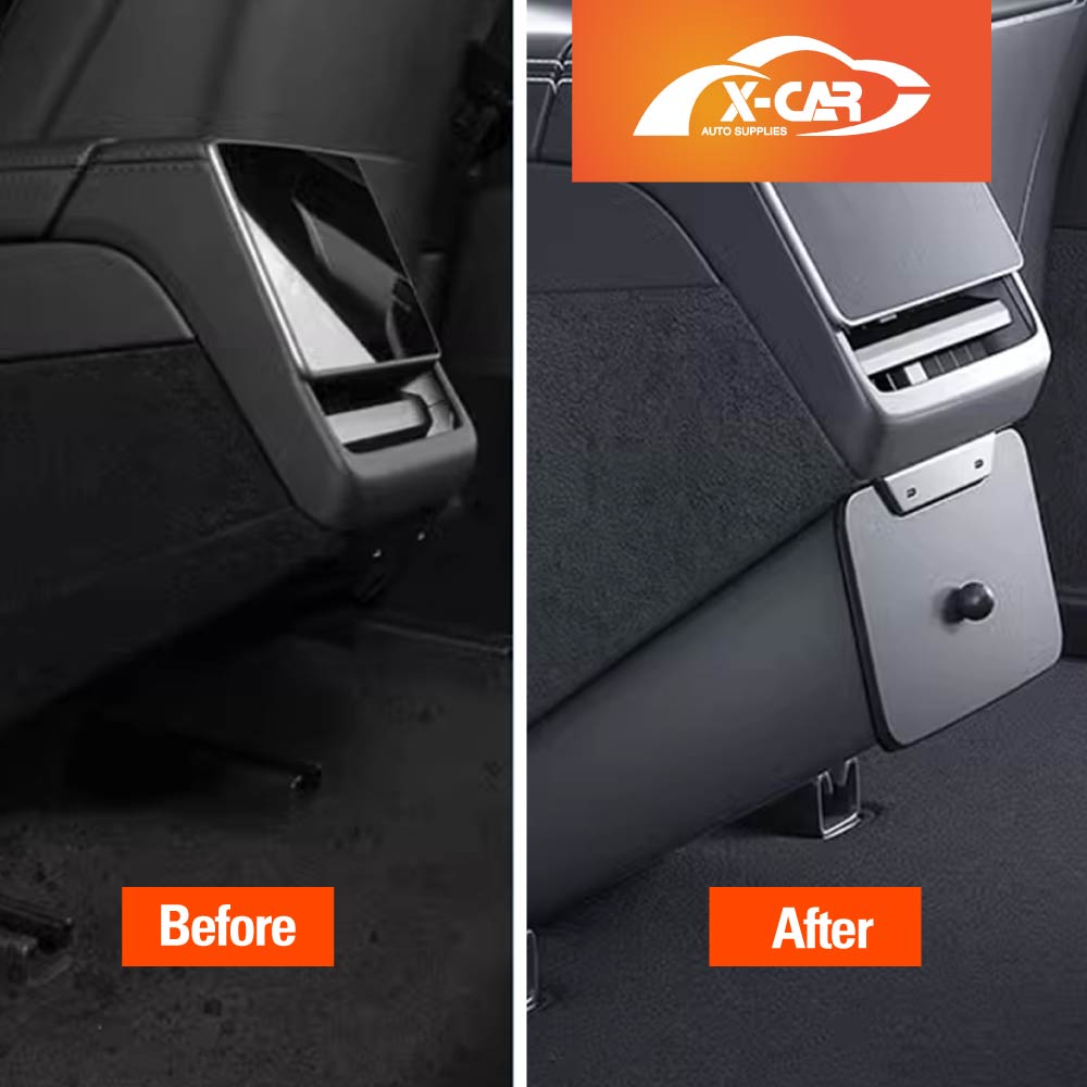 Premium ABS Rear Bin with Magnetic Lid for Tesla Model 3 Highland 2023-2025 Trash Can Interior Car Organizer Accessories