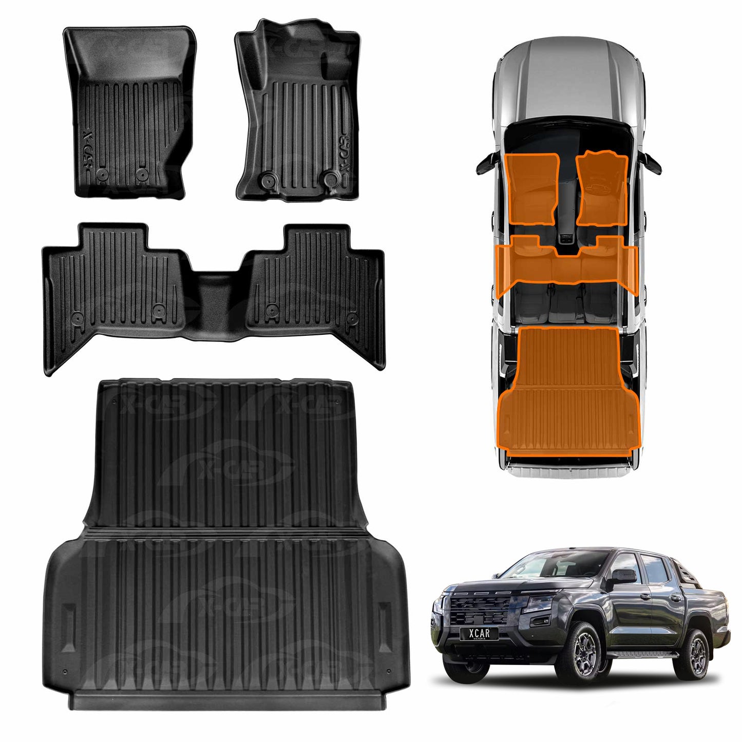 3D Floor Mats Tub Liner for Nissan Navara D27 2026-Onwards With Steel Tub All Weather Heavy Duty Cargo Car Trunk Luggage Tray