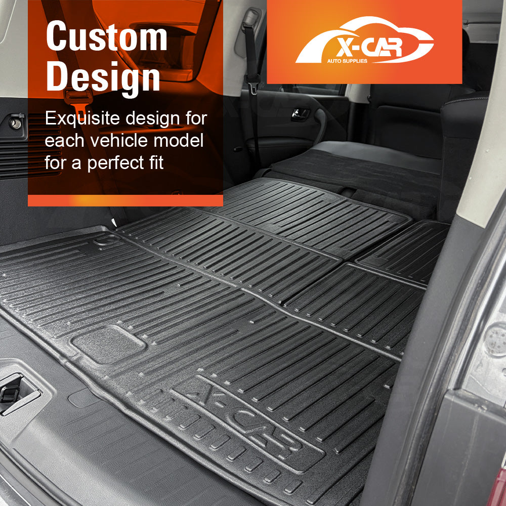 Boot Liners for Nissan Patrol 2012-Onwards Y62 Series All Weather Heavy Duty Cargo Trunk Cover Mats Luggage Tray 3 Pcs Version