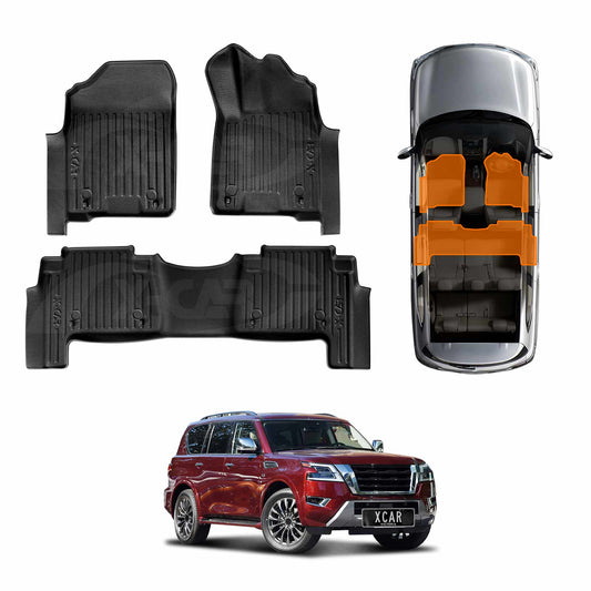 Front Rear Floor Mats for Nissan Patrol 2012-2024 Y62 Series Heavy Duty All Weather Car Mats Carpet Liner Set