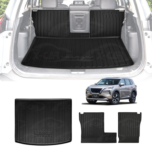Boot Liner Kick Mats for Nissan X-trail Xtrail T33 7 Seats 2022-Onwards Heavy Duty All Weather Cargo Car Trunk Back Seat Protector