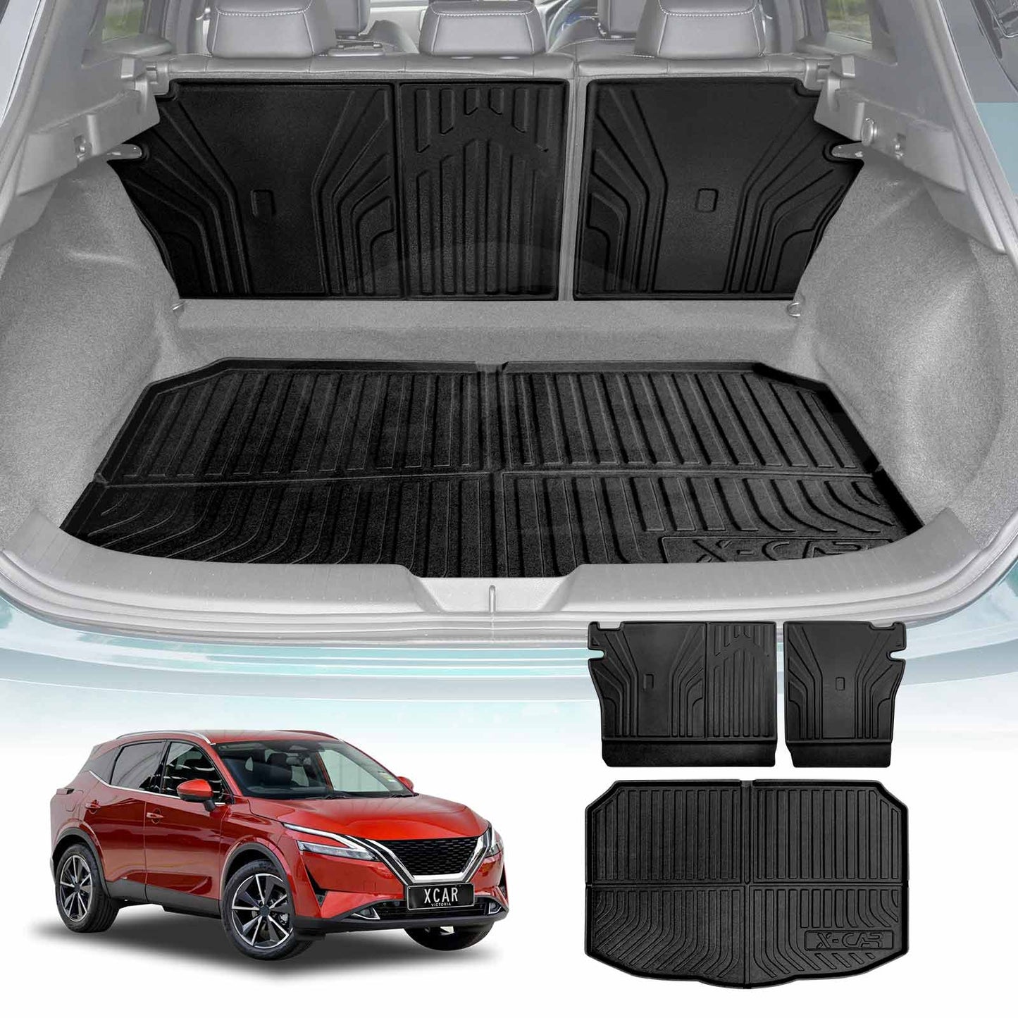 Boot Liner Back Seat Protector for Nissan QASHQAI J12 Series 2022-Onwards All Weather Heavy Duty Cargo Car Trunk Kick Mats
