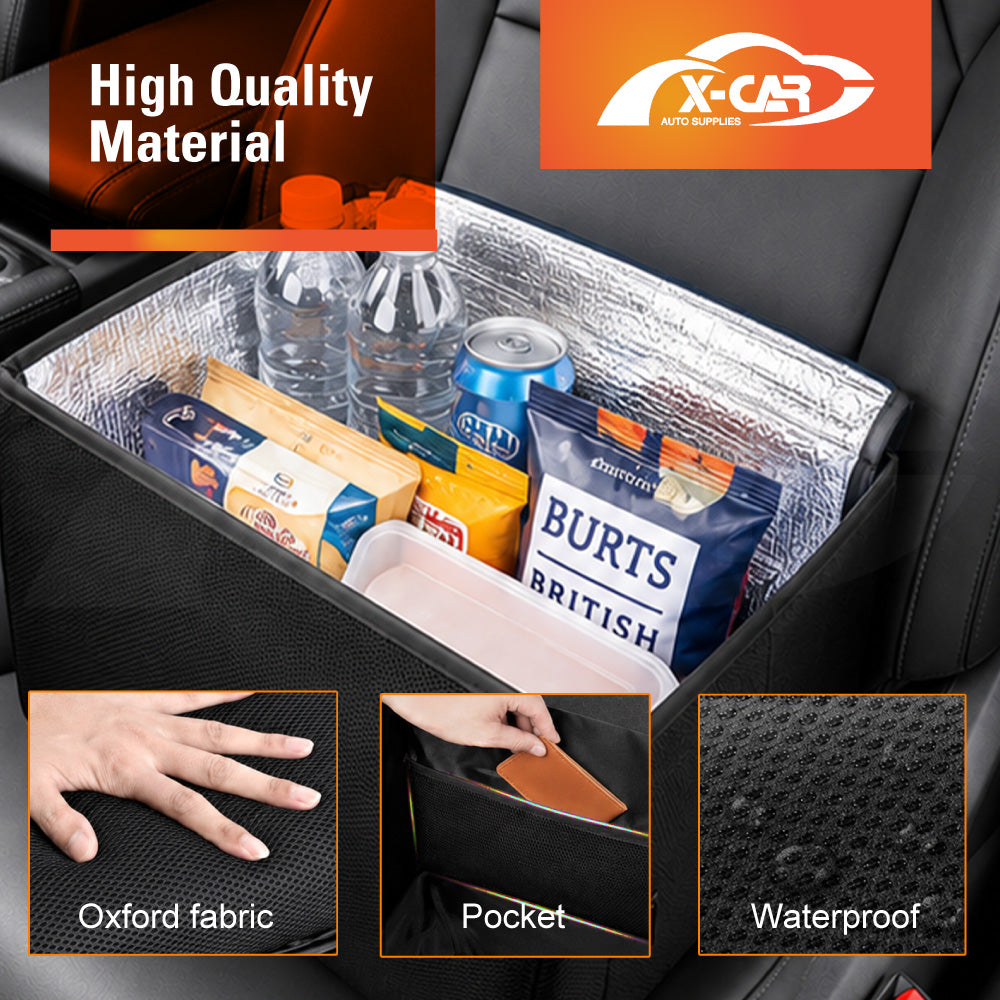2-in-1 Car Seat Cushion & Insulated Cooler Set for Universal Vehicle Rear Armrest Organiser Storage Interior Car Accessories