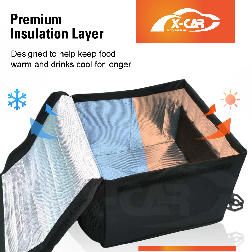 2-in-1 Car Seat Organizer & Cushion for Universal Vehicle 38LStorage Insulated Travel Bag Interior Accessories